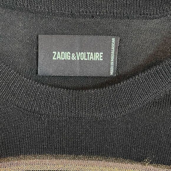 Zadig & Voltaire Sweater Miss Stripes black and gold metallic Sweater. NWT XS - Picture 8 of 11
